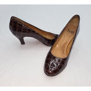 Women's Sofft Shine Leather Brown Heels Size 6.5M